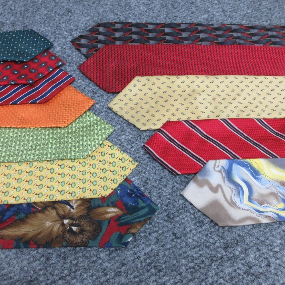 Mixed Brands Neckties Lot of 12 Mens One Size Multicolor Geometric Silk Classic